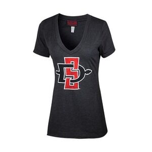 San Diego State Aztecs NCAA Black Label Distressed Logo T-Shirt Women's XL NWT